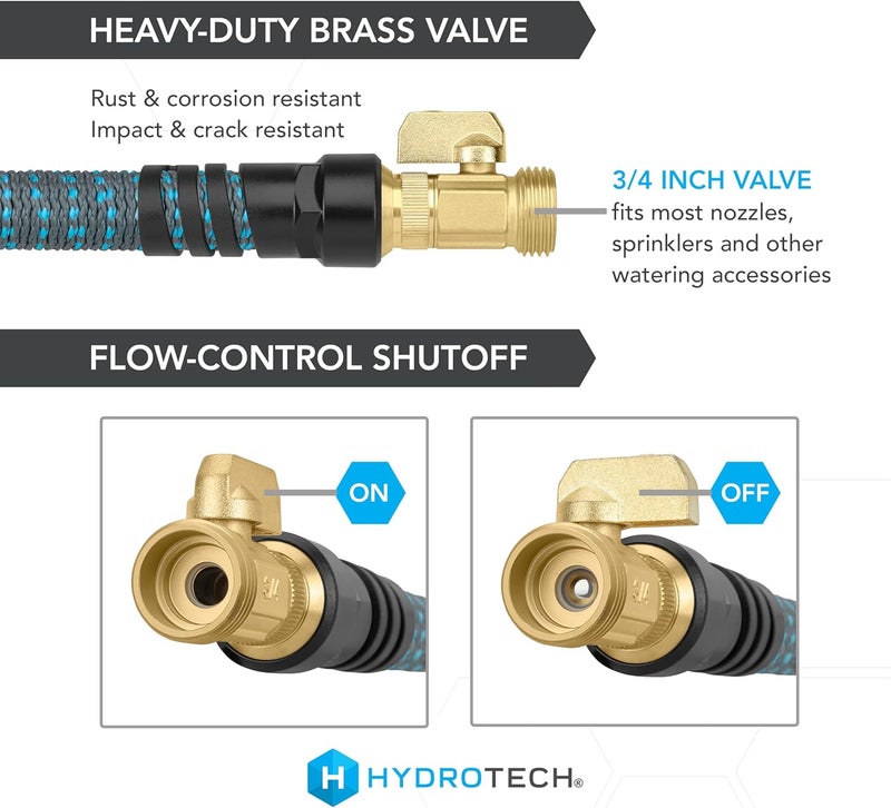 Hydrotech 5/8" 25 ft Expandable Garden Hose - Flexible, Lightweight, Durable and Burst-Proof Hose with Reinforced Latex Core and Solid Brass Fittings - Great for Lawn Care, Garden, and Car Washing - Image 3